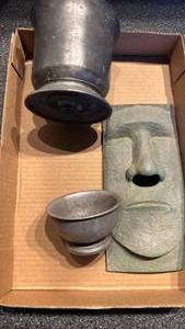lot 1725 image: Metal vessels and wall decor