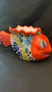 lot 1905 image: Hand Painted Ceramic Fish planter