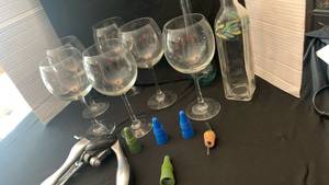 lot 1913 image: Wine Glasses and Bottles