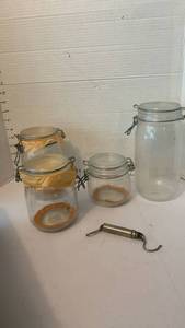 lot 1982 image: Glass Hinged Lid Jars