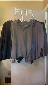 lot 2001 image: 2 Mens sweatshirts 1 is Ralph Lauren and 2 turtle neck shirts  most tags are torn out looks like size L