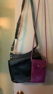 lot 2007 image: 2 Crossbody Shoulder Bags Black Purple with Straps