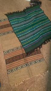 lot 2024 image: Thin wool and fabric throw rugs or table runners 48X34 and 34X31