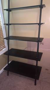 lot 2041 image: Black 5-Shelf Ladder Shelving Unit 78x36X17
