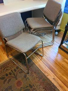 lot 2121 image: 4 grey stacking chairs