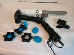 lot 2147 image: Optibody infrared wand massager and Pure Wave massager with attachments