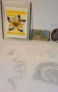 lot 2164 image: Ceramic wall decor, pictures, sketches