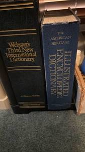 lot 2220 image: Websters International Dictionary and an Illustrated Encyclopedic Dictionary