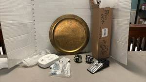 lot 2223 image: First Alert Carbon Monoxide Alarm with Brass Decorative Plate, Bird spikes, counters and more