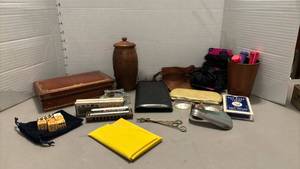 lot 2227 image: Miscellaneous lot including harmonica, playing cards, dice and more