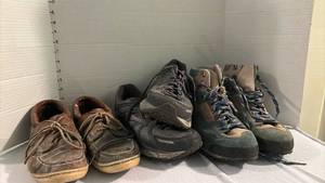lot 2302 image: Hiking Boots Lot Lace-Up Boots (shows no size)- two other pairs of shoes size 10.5