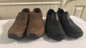lot 2308 image: 2 Pairs Slip-On Hiking Merrill Boots Brown Black 10.5