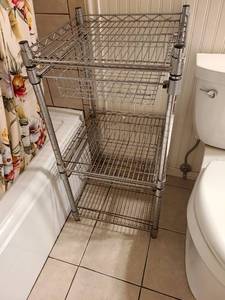 lot 2500 image: Wire utility shelves with 2 pull-out drawers,  37x18x18