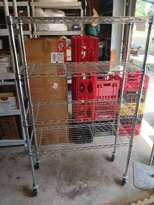 lot 4103 image: Metal Wire Shelving Unit 5-Tier with Casters 58 inches x 35x 14