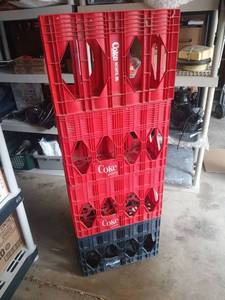 lot 4202 image: Coca-Cola Plastic Bottle Crates Red 3 , 1 Pepsi 9.5 x 19