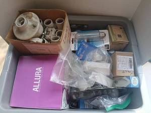 lot 4235 image: Mixed Light Bulbs and Lamp Socket Hardware Lot&nbsp Philips, Allura, Feit, Satco unknown what works