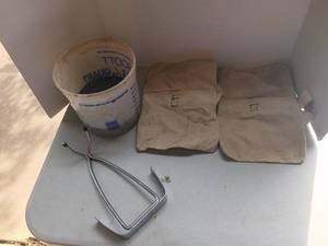 lot 4239 image: Mixed Lot Lead Shot,  Canvas Bags, and miscellaneous  metal  pieces