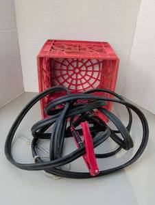 lot 4303 image: Jumper Cables 19 ft long with Red Storage Crate