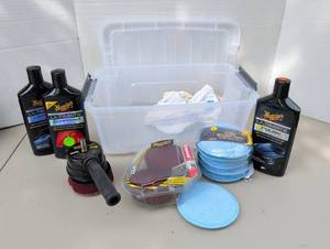lot 4344 image: Meguiars Car Care Detailing Kit with Polisher Compound Pads and Microfiber Cloths