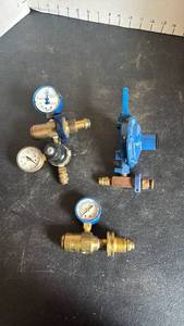 lot 4436 image: Lot of 3 Pressure Regulators with Gauges and Ball Valves