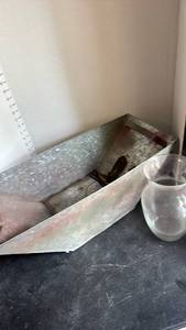 lot 4441 image: Metal Trough Planter and Glass Vases Lot