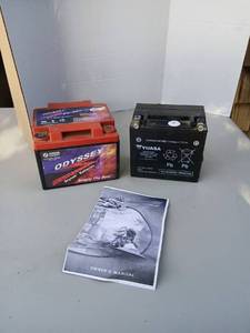 lot 4530 image: Hawker Odyssey PC 925 and Yuasa YTX14-BS Motorcycle Batteries Lot with Manual untested