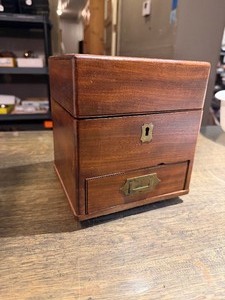 lot 1512 image: Wood Brass Jewelry Box with Multiple Drawers