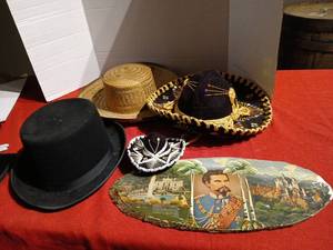 lot 1227 image: Lot of prop hats with wood sign with King Ludwig II of Bavaria