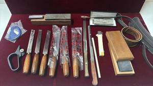 lot 1237 image: Woodworking Chisel Set with Sharpening Stones, Stropping, and Accessories