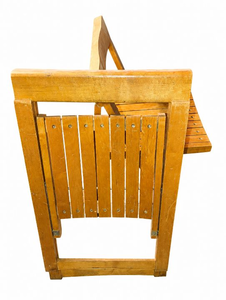 lot 3078 image: Folding Wood Slat Chairs (2) 40x18x16