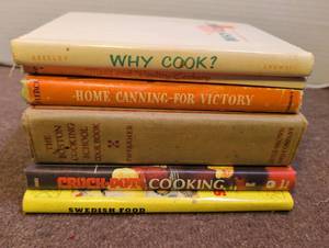lot 3079 image: Lot of 6 Cookbooks Why Cook Home Canning Swedish Food Crock-Pot Boston Cooking