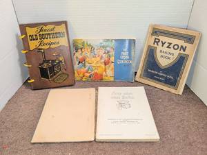 lot 3082 image: Lot of 5 Cookbooks Finest Old Southern Recipes Hare Krishna Ryzon Baking