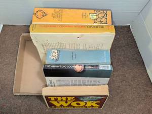 lot 3089 image: Lot of 5 Cookbooks Gourmet Cooking School, Joy of Cooking, Ayurvedic Cookbook, Wok Chinese Cookbook