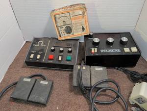 lot 3090 image: Lot Micromat Multitester, Omega Digital Timer, EPOI Digitrol, Foot Pedals