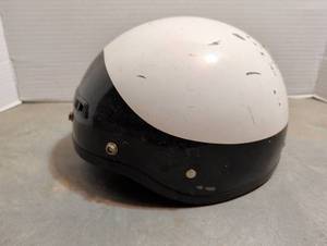 lot 3004 image: Half Helmet with Face Shield White and Black Two-Tone