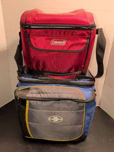 lot 3015 image: Coleman Red Insulated Cooler Bag and Blue Zone Gear Cooler Lot