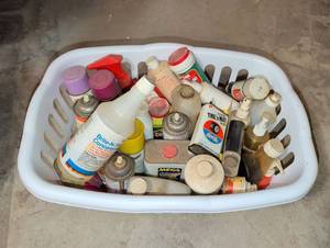 lot 3045 image: Lot of Automotive Cleaning and Maintenance Products in Plastic Basket