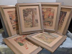 lot 3116 image: 8 Framed Winnie the Pooh wall decor, with no glass, 17x14