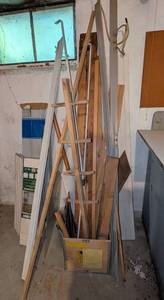 lot 3129 image: Basement scrap wood, flooring and misc