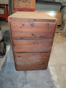 lot 3144 image: 28 x18 x25 Cedar front wood drawers located in basement.  Qty 2