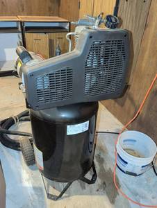 lot 3147 image: Craftsman Professional air compressor, specifically Model No. 921.16474S  and digital air pressure gauge. Located in basement. Will have to go up narrow steps.