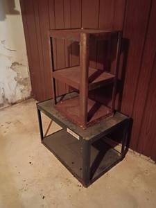 lot 3215 image: Metal Shop Shelves.  Located in basement.  Largest is 20 x 30 x 20