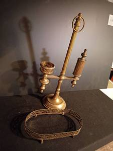 lot 3322 image: Vintage Brass Candle Stick Holder 16in. tall, with Weight and More