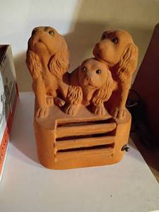 lot 3323 image: Brooks Creations Terra Cotta Dog Lamp.   10in tall.  Works