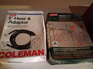 lot 3333 image: Coleman 5ft Hose and Adaptor and 8ft Extension Hose