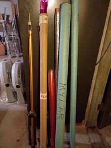 lot 3353 image: 2 Tripods, Maylar Reflective Material and Fluorescent Light Bulb Covers.  All for photography