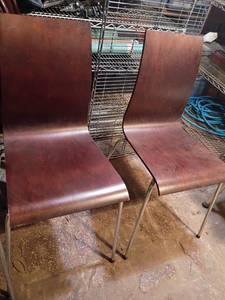 lot 3361 image: 4 Retro Wooden Chairs.   Located in basement