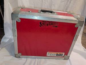 lot 3401 image: Fiberbilt Red Hard Case Storage Trunk with Aluminum Frame 9X19x15 locked with no key