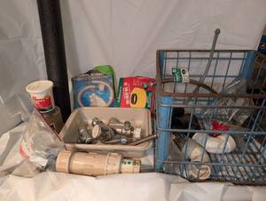 lot 3425 image: Plumbing supplies in metal crate