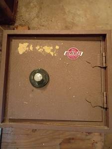 lot 3213 image: Hercules Wall Vault Safe.  YES we have the combination.   Located in basement 13 x 14 x 18
